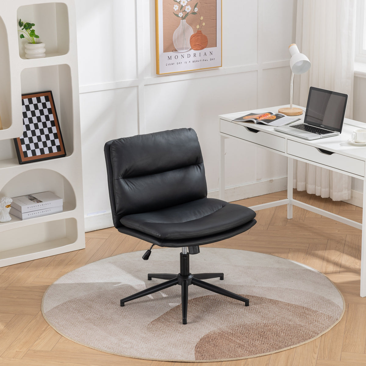 Adjustable Swivel Criss-Cross Office Chair with Wide Seat - Black