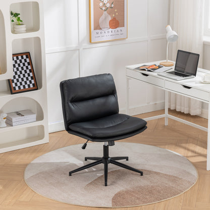 Adjustable Swivel Criss-Cross Office Chair with Wide Seat - Black