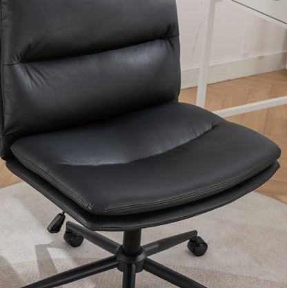 Adjustable Swivel Criss-Cross Office Chair with Wide Seat - Black