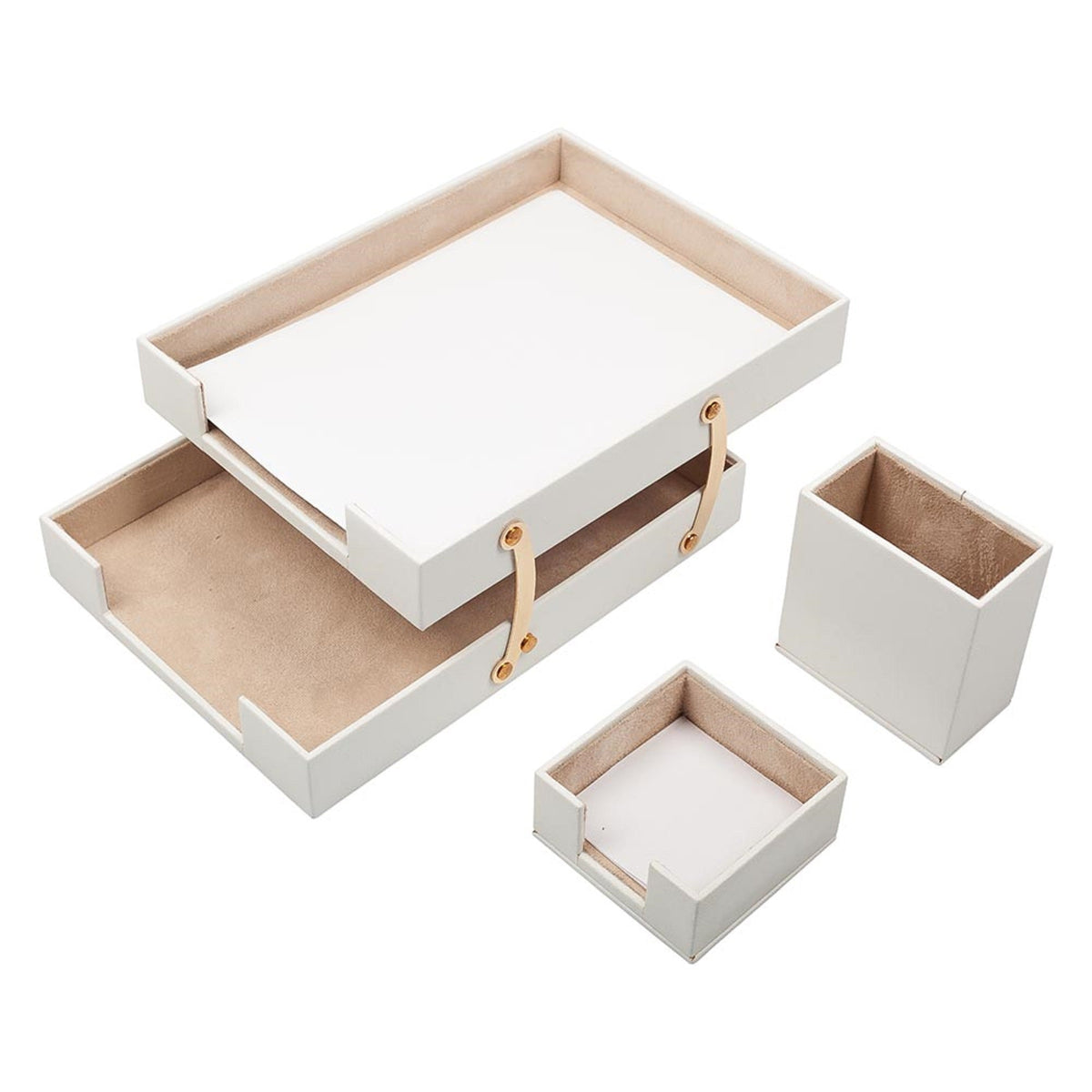 MOOG Leather Desk Set-Double Document Tray -