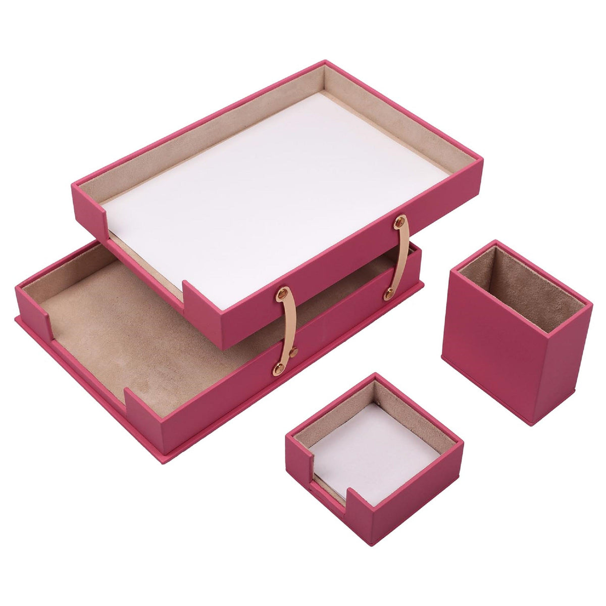 MOOG Leather Desk Set-Double Document Tray -