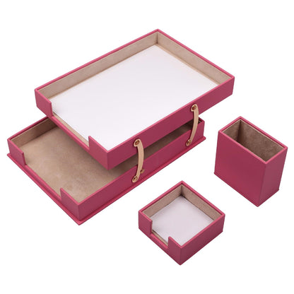 MOOG Leather Desk Set-Double Document Tray -