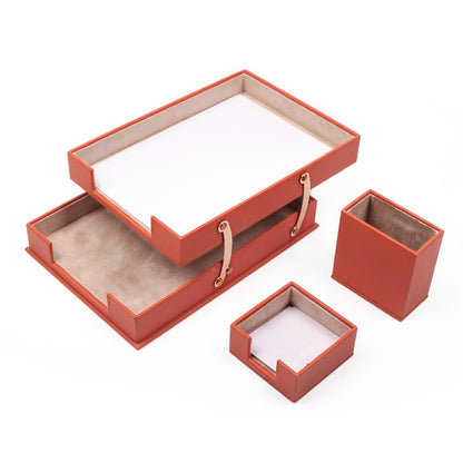 MOOG Leather Desk Set-Double Document Tray -