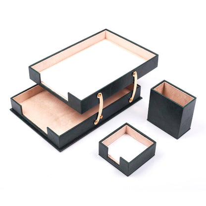 MOOG Leather Desk Set-Double Document Tray -