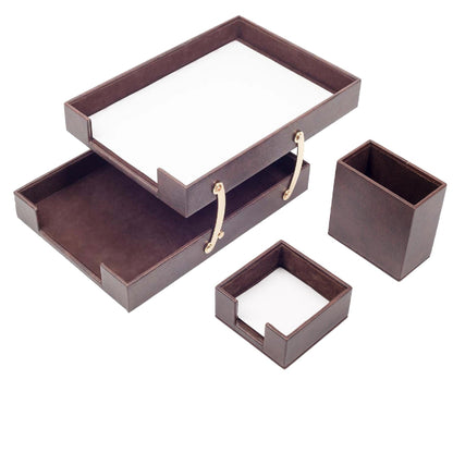 MOOG Leather Desk Set-Double Document Tray -