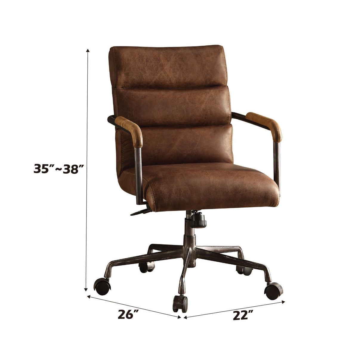 Retro Top-Grain Leather Swivel Office Chair