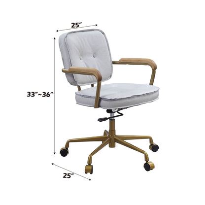 Siecross Top-Grain Leather Swivel Office Chair – Gray or Pink