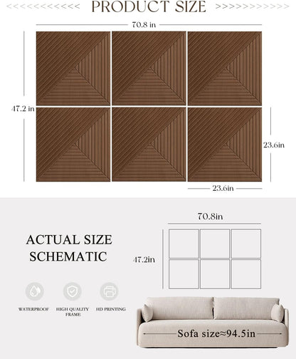 Large Felt Acoustic Wall Panels, Brown, 70.87'' X 47.24'', 6 Pack