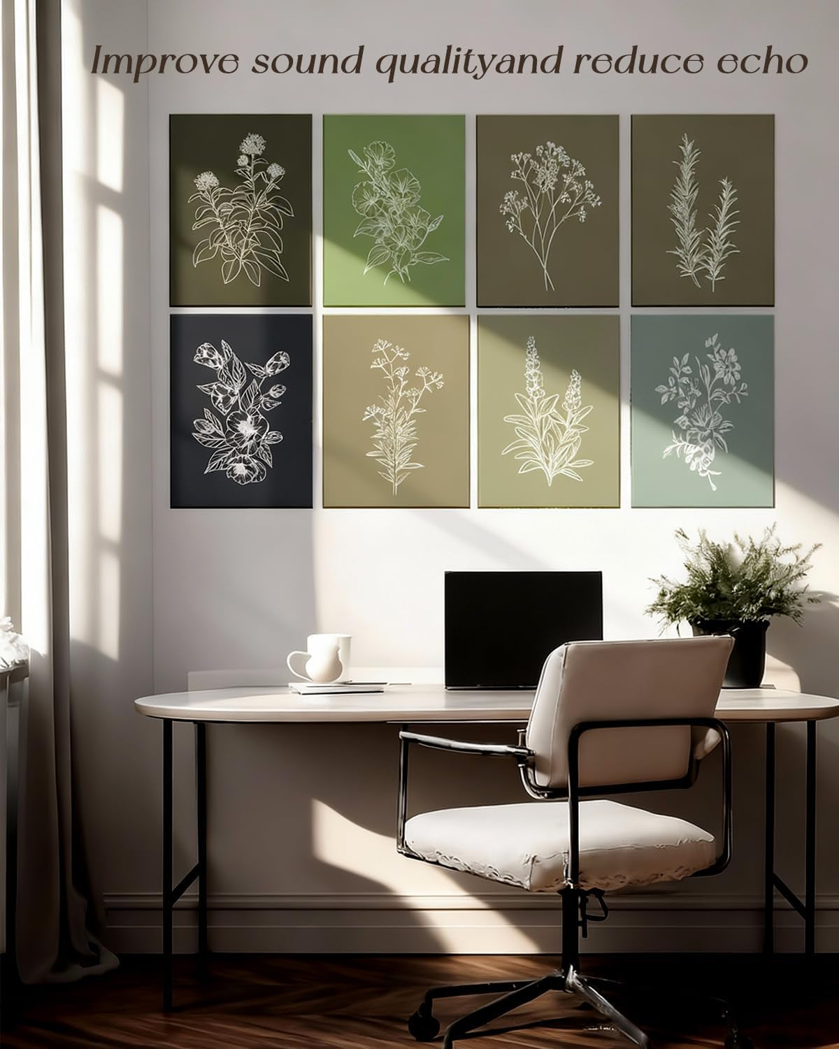 Acoustic Art Wall Panels, Sage Green, 48X32In