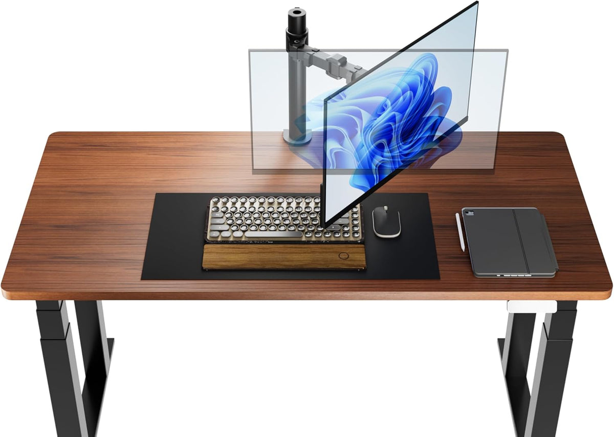 Single Computer Monitor Stand with Cable Management, Height Adjustable VESA Desk Arm Mount, Fully Adjustable Tilt and Rotation, Steel, Black, Fits 13-30" Screens