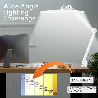 3500 Lumen Led Nail Desk Lamp, 38W Nail Tech Light Dimmable Task Lamp for Home Office Beauty Salon Workbench, Shadowless Nail Desk Light - 20 Inches Luxury White (Universal Manicure Table Clamp)