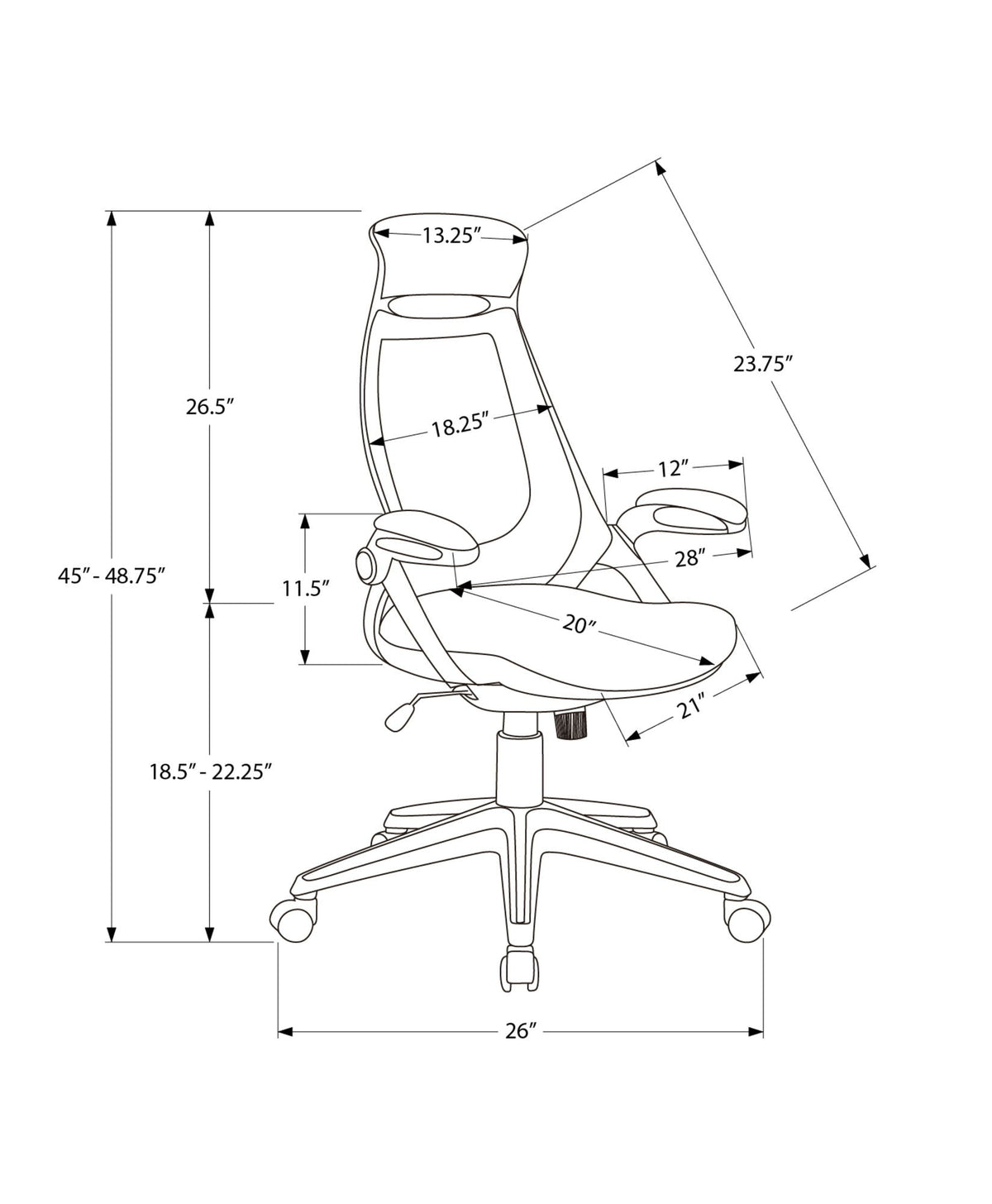 Ergonomic Adjustable Height Swivel Office Chair with Armrests - Black or White