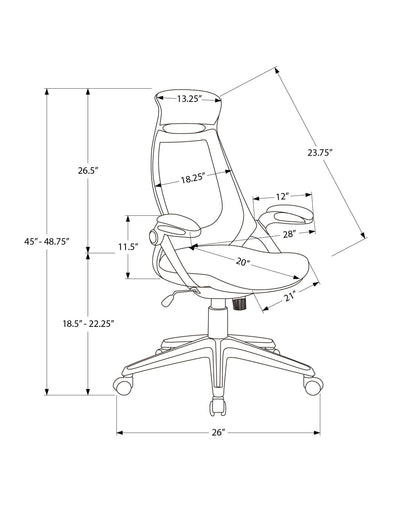 Ergonomic Adjustable Height Swivel Office Chair with Armrests - Black or White
