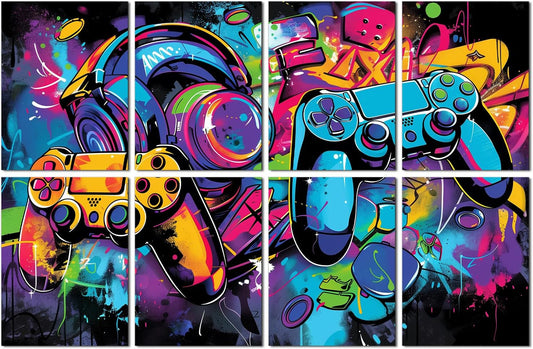 art Acoustic Panels Tiles Decorative Room Sound Proof Foam Absorbing Panels Noise Dampening Canceling Reducing Blocker for Walls (Game Graffiti)