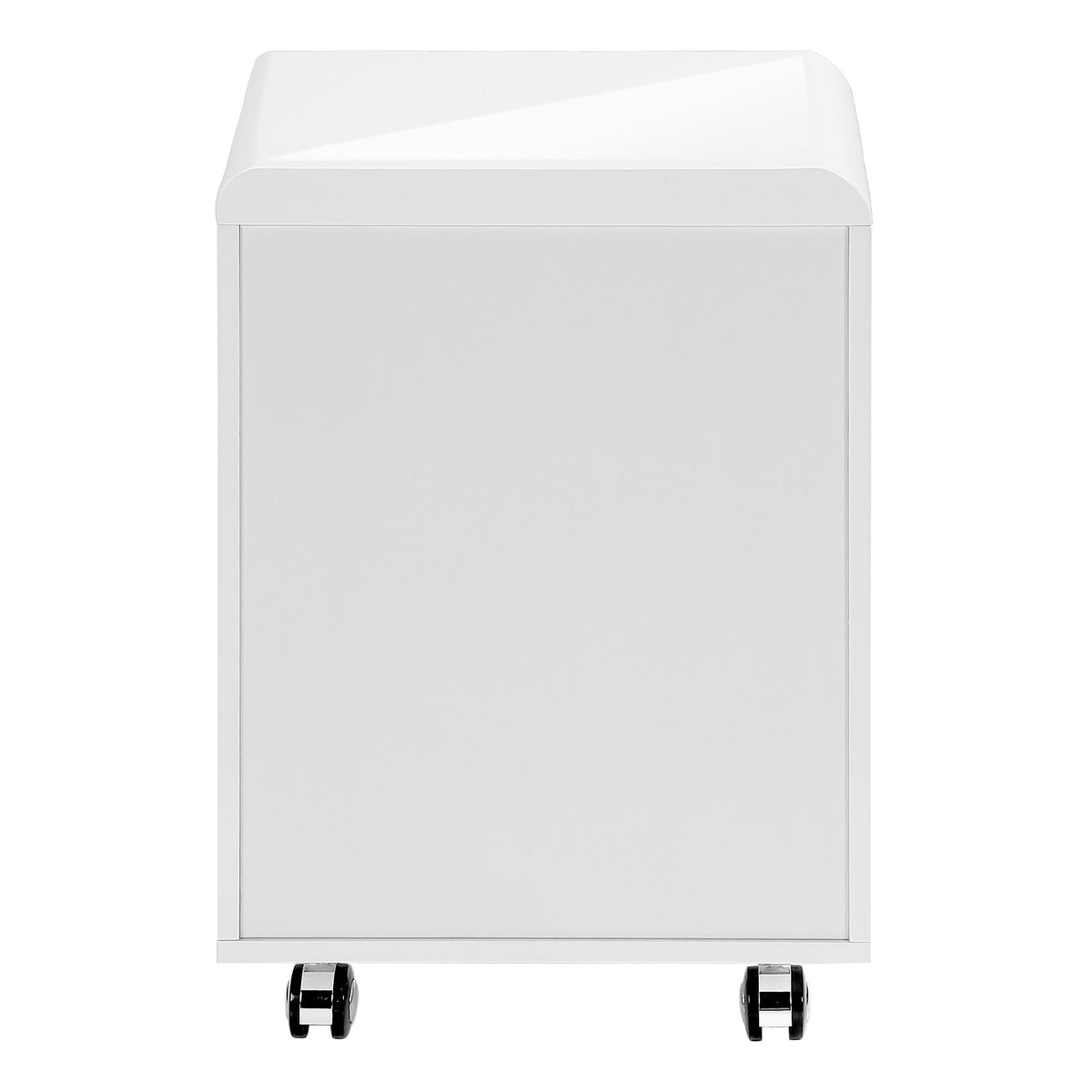 Modern Rolling File Cabinet with Storage Drawers & Printer Stand – Glossy White