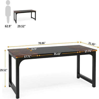 Executive Office Desk with Thick Frame - Brown / Black
