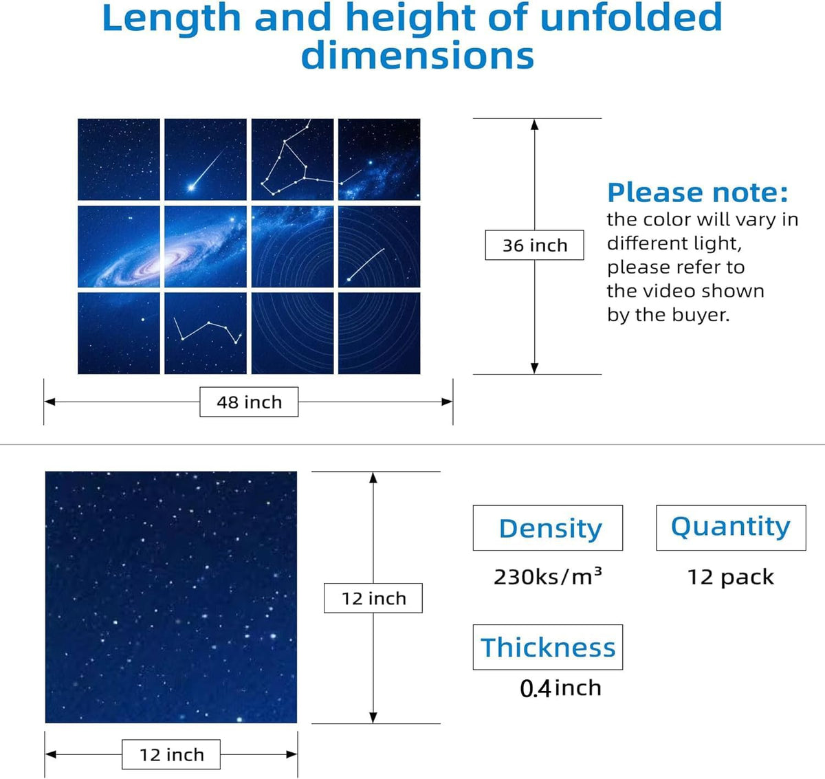 12 Pack Self-Adhesive Acoustic Wall Panels,48X36 In