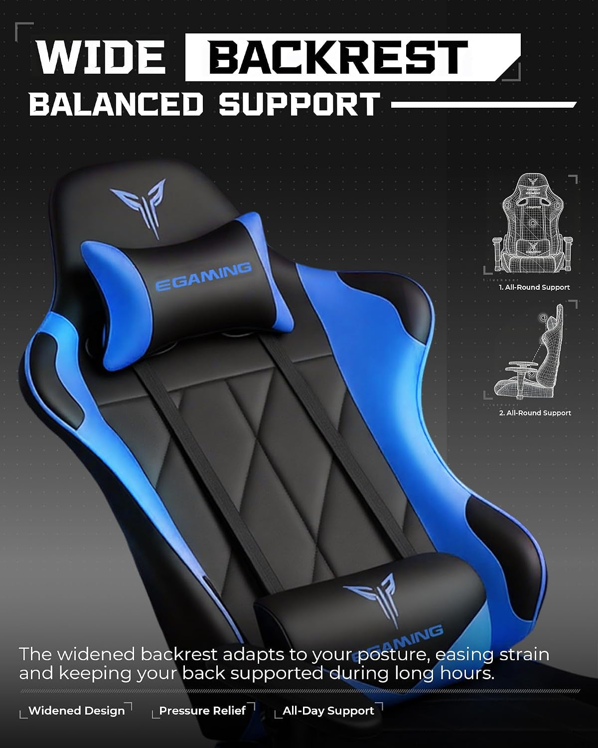 Gaming Chair, Big and Tall Video Game Chair with High Back PU Leather, Home Office Ergonomic Computer Chair with Footrest, Adjustable Height, 360° Swivel Wheels for Adults and Teens