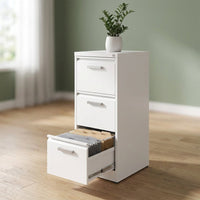 4 Drawer File Cabinet with Lock, Metal Vertical Filing Cabinets for Home Office, Heavy Duty File Storage Cabinet for Letter/Legal/A4/F4 Size File, Assembly Required, White — Studio Shot
