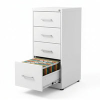 4 Drawer File Cabinet with Lock, Metal Vertical Filing Cabinets for Home Office, Heavy Duty File Storage Cabinet for Letter/Legal/A4/F4 Size File, Assembly Required, White — Studio Shot
