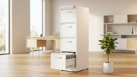 4 Drawer File Cabinet with Lock, Metal Vertical Filing Cabinets for Home Office, Heavy Duty File Storage Cabinet for Letter/Legal/A4/F4 Size File, Assembly Required, White — Lifestyle