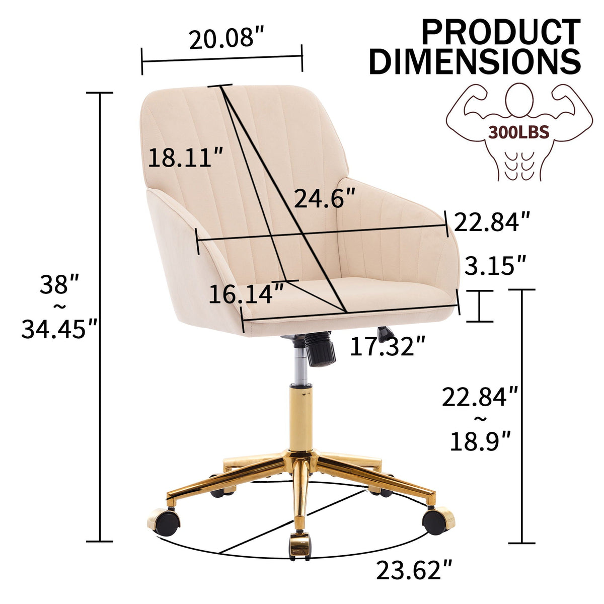 Ergonomic Swivel Office Chair with Memory Foam Seat - Multiple Colors