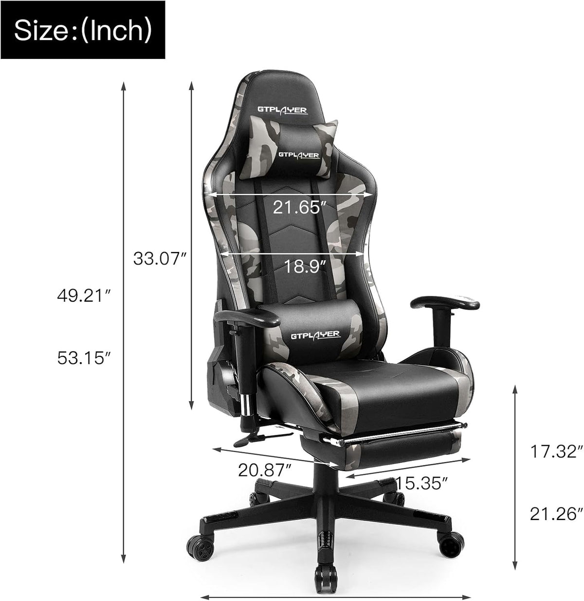 Gaming Chair with Footrest Speakers Video Game Chair Bluetooth Music Heavy Duty Ergonomic Computer Office Desk Chair