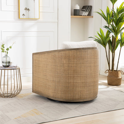 360° Swivel Barrel Accent Chair – Beige Bouclé