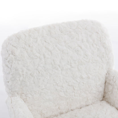 Artificial Rabbit Hair Office Chair with Metal Base - Swivel, Adjustable Height