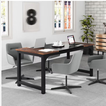Executive Office Desk with Thick Frame - Brown / Black