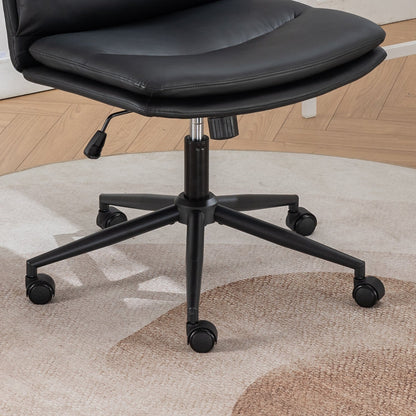 Adjustable Swivel Criss-Cross Office Chair with Wide Seat - Black