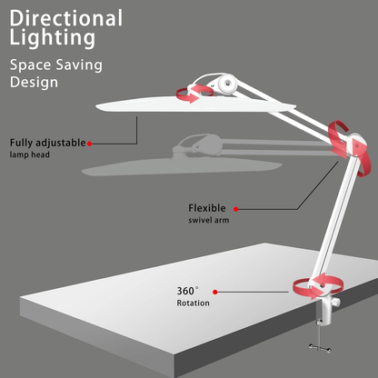 3500 Lumen Led Nail Desk Lamp, 38W Nail Tech Light Dimmable Task Lamp for Home Office Beauty Salon Workbench, Shadowless Nail Desk Light - 20 Inches Luxury White (Universal Manicure Table Clamp)