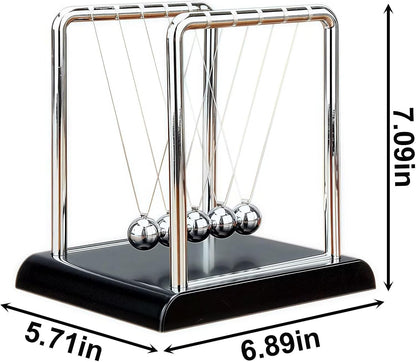 Newtons Cradle Balance Pendulum Balls, Swinging Kinetic Balls with Black Base, Science Physics Educational Learning Tool, Office Home Creative Decoration, Stress Relief Fidget Desk Toy (Large)