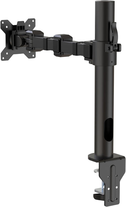 Single Computer Monitor Stand with Cable Management, Height Adjustable VESA Desk Arm Mount, Fully Adjustable Tilt and Rotation, Steel, Black, Fits 13-30" Screens