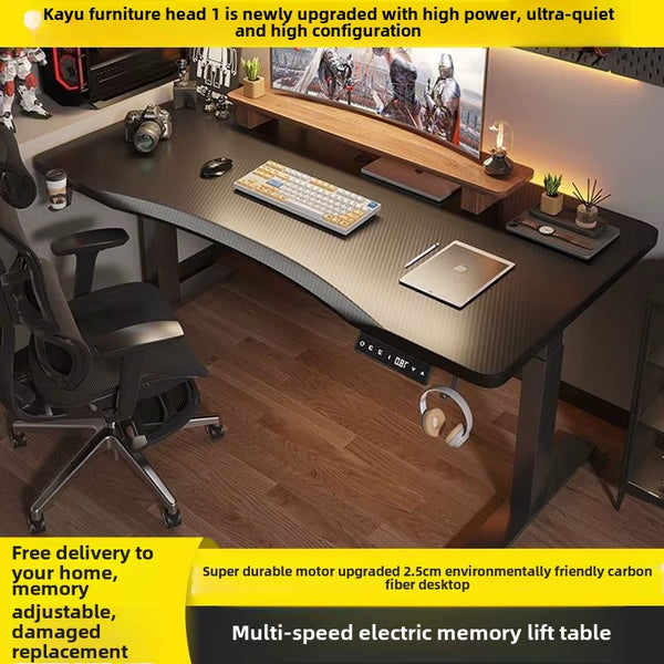 Electric Height-Adjustable Desk with Curved Desktop