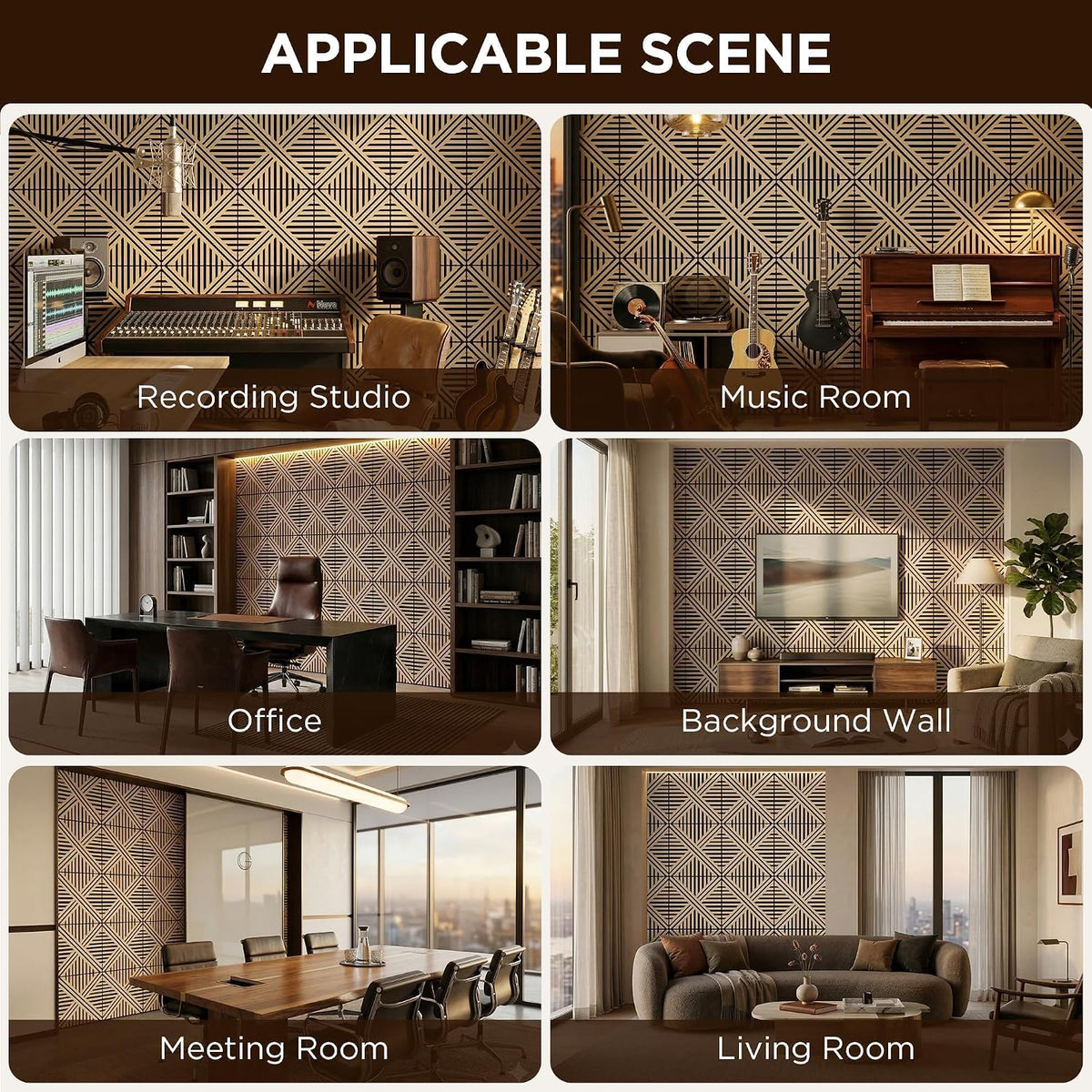 Acoustic Wall Panels, Decorative Acoustic Panels for Walls 23.6"X23.6", Sound Absorbing Wood Wall Panels for Interior Wall Decor, PVC Wood Grain HDF Acoustic Panels (White Oak, 4 Pack)