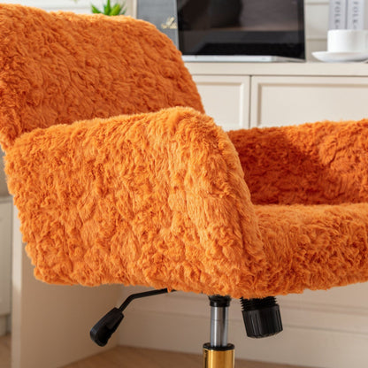 Artificial Rabbit Hair Office Chair with Metal Base - Swivel, Adjustable Height