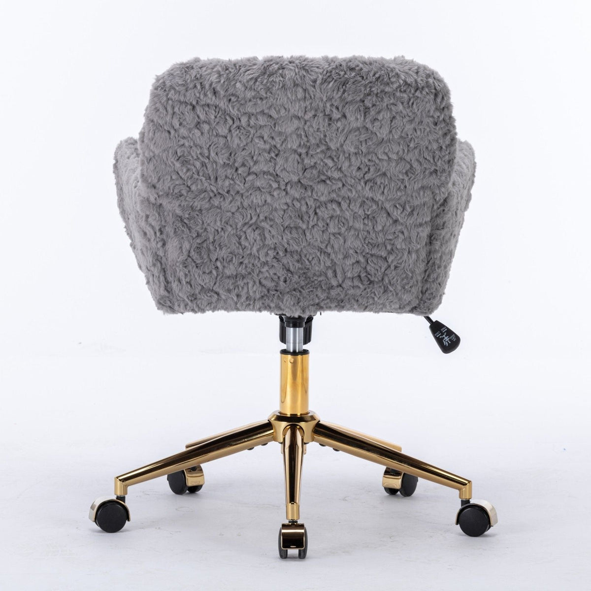 Artificial Rabbit Hair Office Chair with Metal Base - Swivel, Adjustable Height