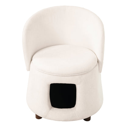 Beige Pet Friendly Chair with Hidden Pet Nook and Storage Seat - Beige