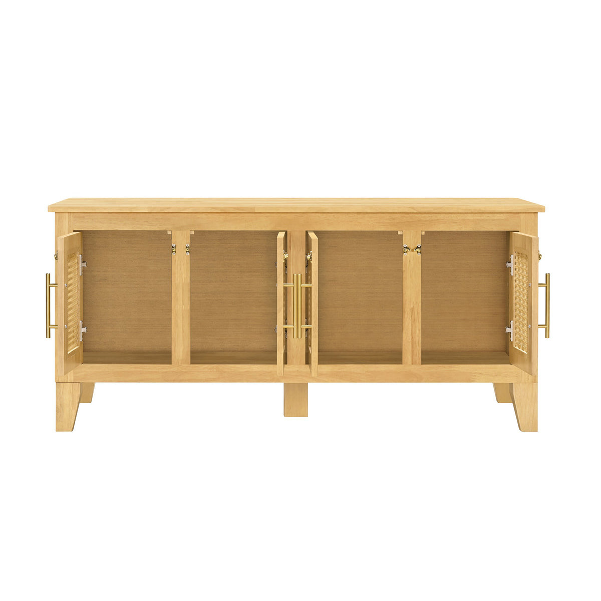 Lars Indoor Rattan Rubber Wood Dog Crate Cabinet with Storage - Natural