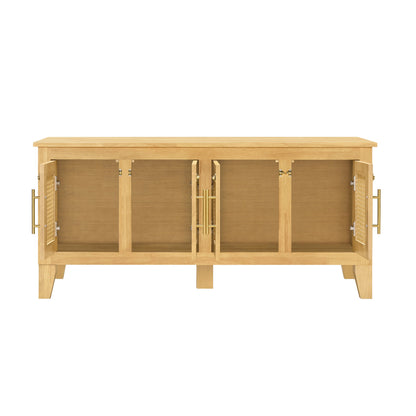 Lars Indoor Rattan Rubber Wood Dog Crate Cabinet with Storage - Natural