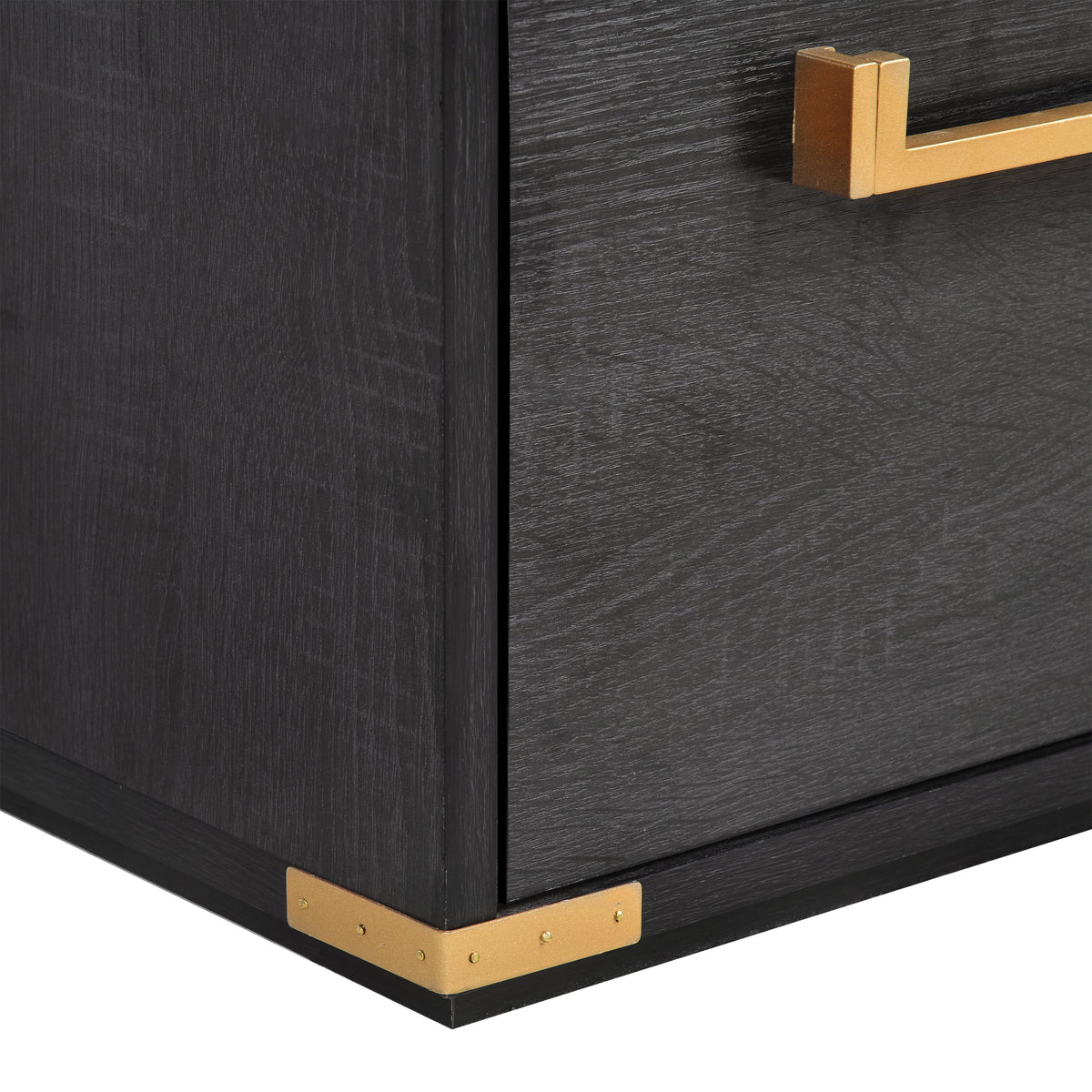 70" Traditional Executive Desk with Metal Trim, 2 File Drawers & USB/Power Outlets – Black