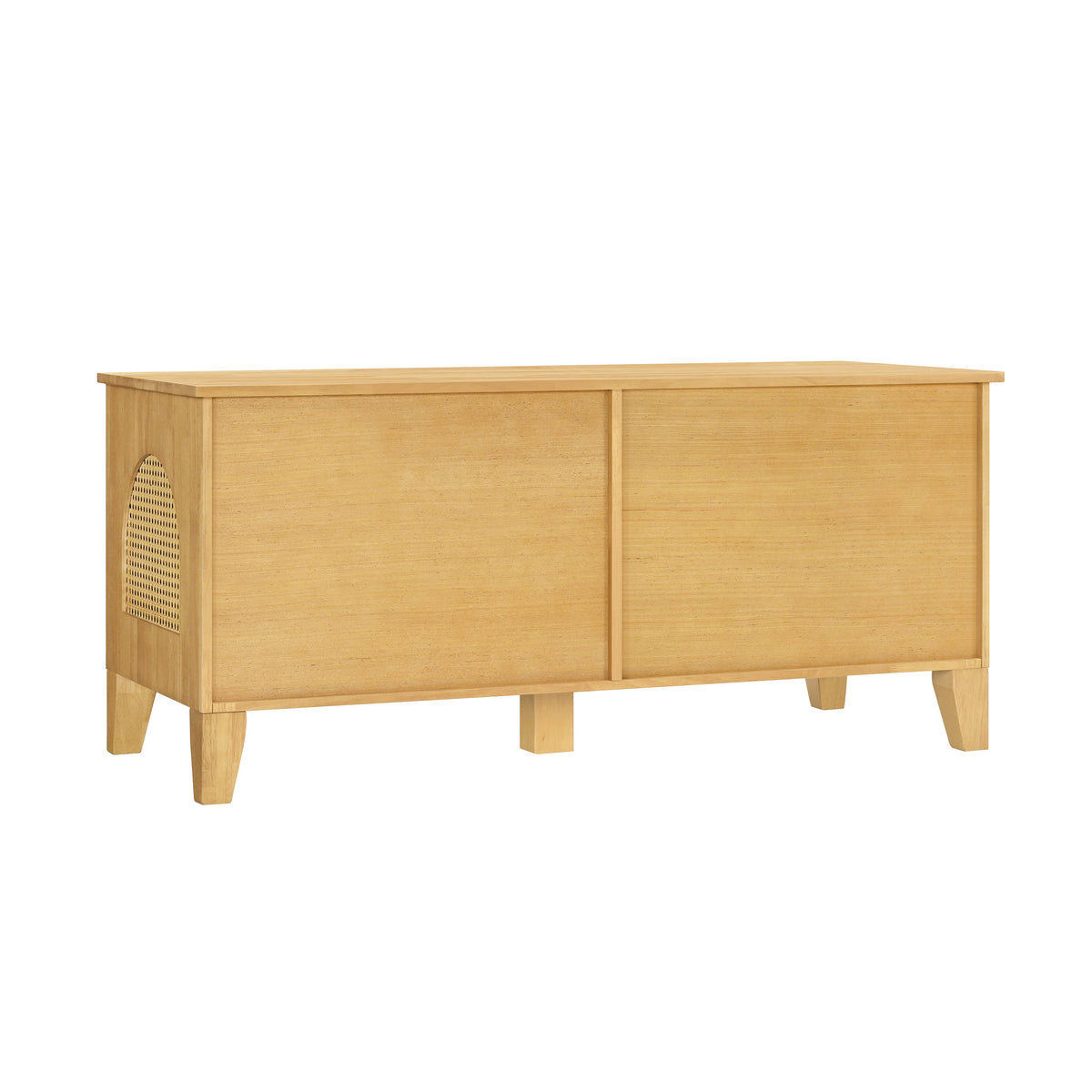 Lars Indoor Rattan Rubber Wood Dog Crate Cabinet with Storage - Natural