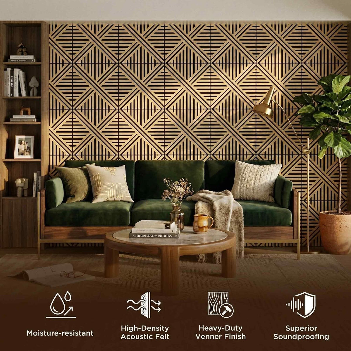 Acoustic Wall Panels, Decorative Acoustic Panels for Walls 23.6"X23.6", Sound Absorbing Wood Wall Panels for Interior Wall Decor, PVC Wood Grain HDF Acoustic Panels (White Oak, 4 Pack)