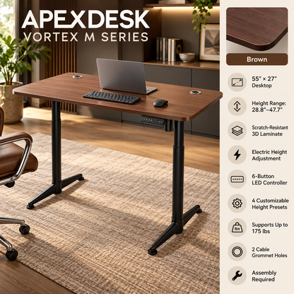 Apexdesk Vortex M Series 55" X 27" Height Adjustable Desk