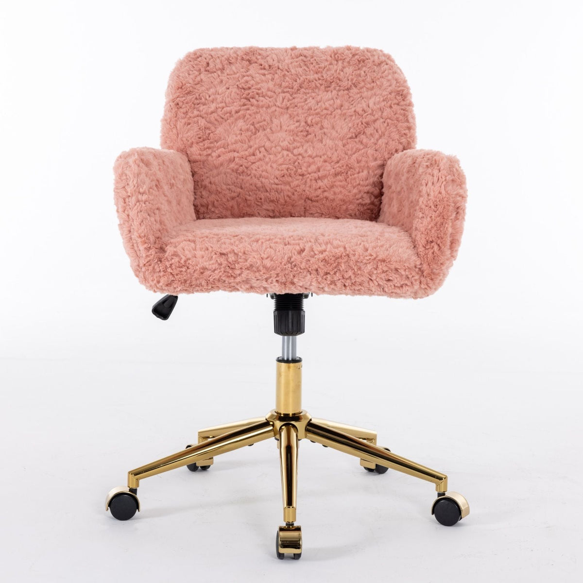 Artificial Rabbit Hair Office Chair with Metal Base - Swivel, Adjustable Height