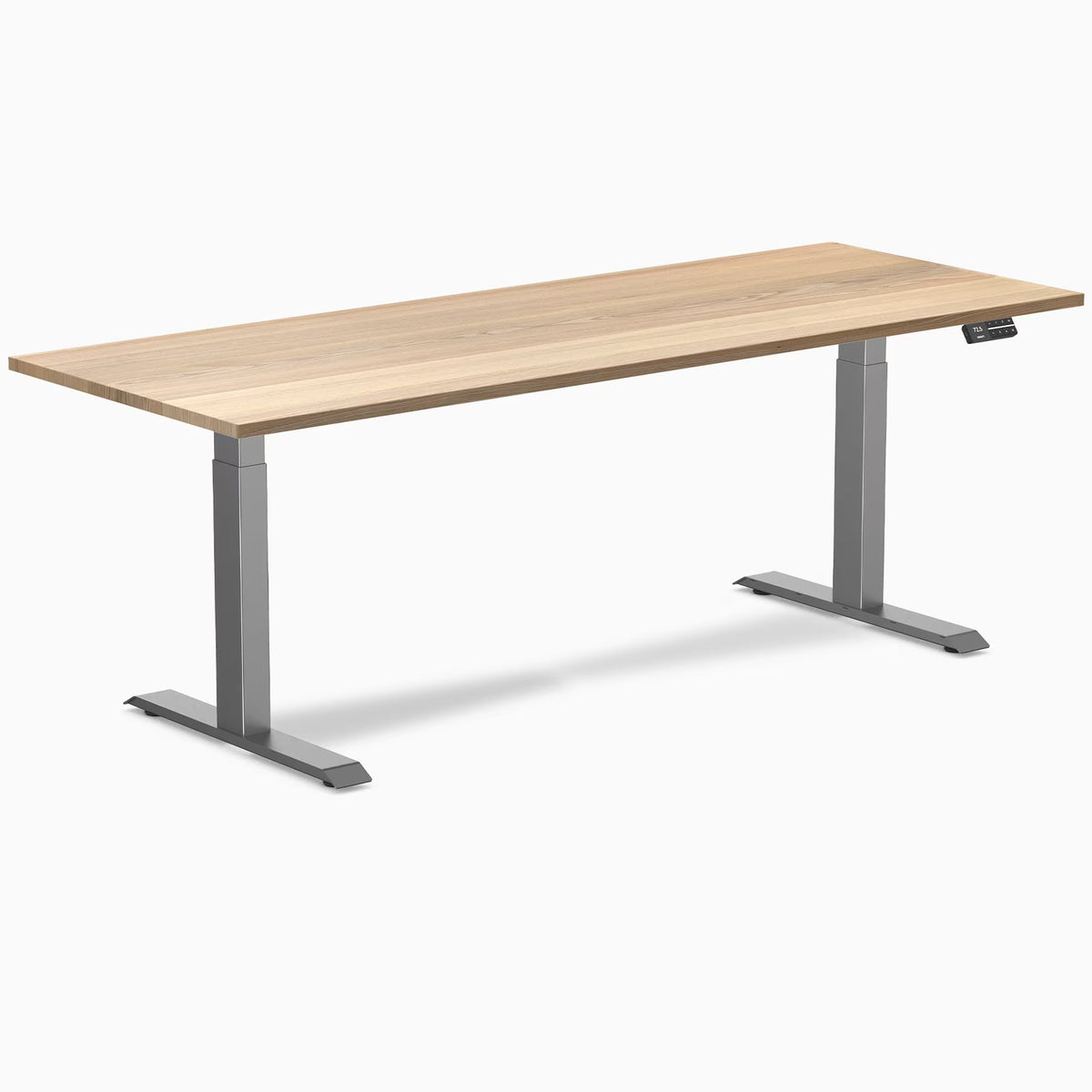 Dual Hardwood Sit Stand Desk - White Ash / 80 X 30 Inches / Space Gray