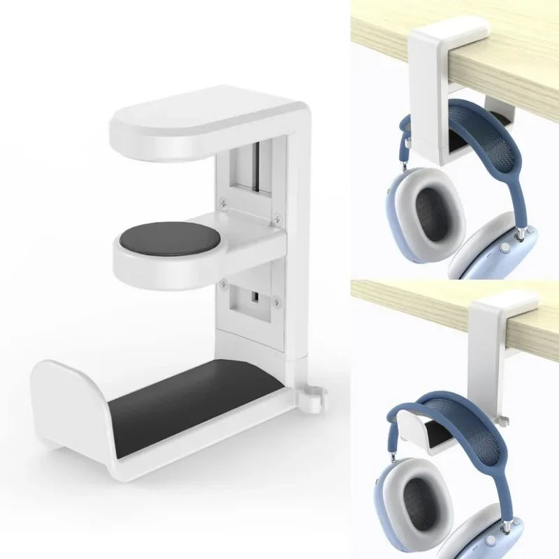 New 2In1 Gaming Headphone Stand Adjustable Desk Edge Hook Gamepad Headset Desk Hanger Rotation Headset Support Earphone Holder
