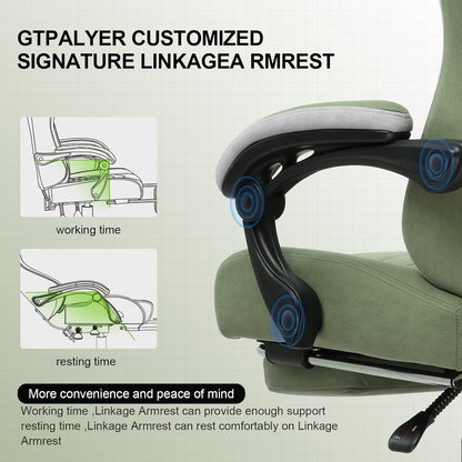 Gaming Chair, Computer Office Chair with Pocket Spring Cushion, Linkage Armrests and Footrest, High Back Ergonomic Computer Chair with Lumbar Support Task Chair with Footrest