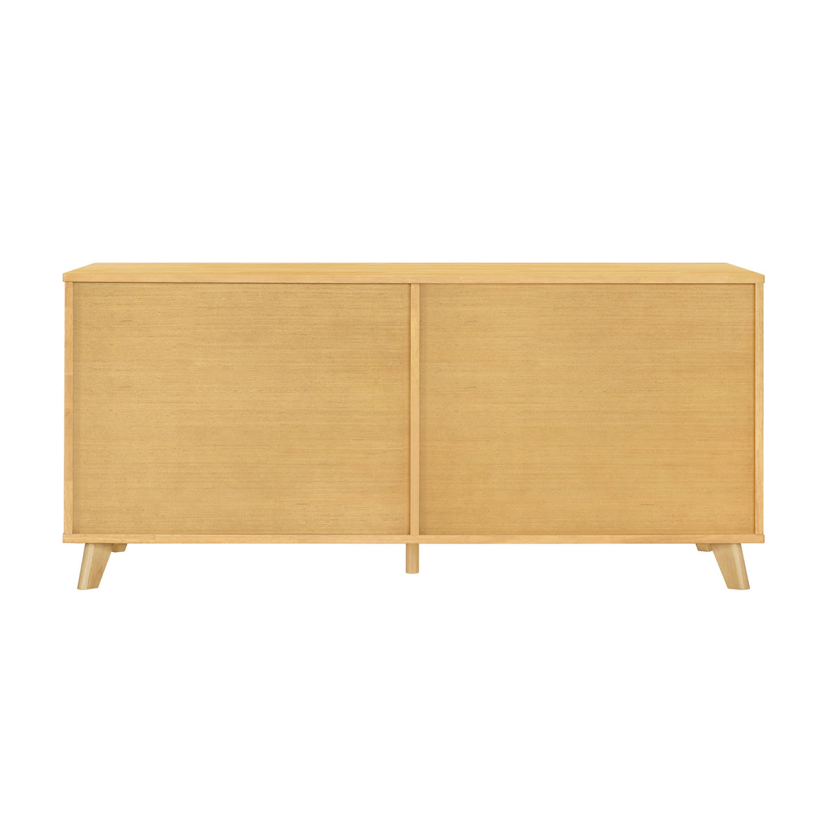 Rubberwood Cat Cabinet with Plush Cushion & Rattan Doors – Natural